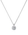 Glam it up with luxe accessories by CRISLU. This stunning, yet subtle, drop pendant features a round-cut cubic zirconia surrounded by a ring of smaller round-cut cubic zirconias (1-1/2 ct. t.w.) for maximum shine. Set in platinum-plated sterling silver.