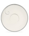 Fluid platinum scrolls glide freely throughout this beautiful fine china saucer from Noritake. Easy to match with any decor, the fresh and elegant Platinum Wave collection of dinnerware and dishes is a timeless look for fine dining or luxurious everyday meals.