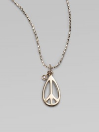 A message of peace, sleekly sculpted in 14k gold with a diamond accent, suspended on a gold oval ball chain. Diamond, 0.01 tcw 14k yellow gold Chain length, about 16 Pendant length, about ½ Lobster clasp Imported A message of peace, sleekly sculpted in 14k gold with a diamond accent, suspended on a gold oval ball chain. Diamond, 0.01 tcw 14k yellow gold Chain length, about 16 Pendant length, about ½ Lobster clasp Imported