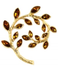 Autumnal bliss. Swirls of marquise-cut topaz glass adorn this beautiful Anne Klein branch pin. Crafted in gold-tone mixed metal. Approximate size: 2-1/4 inches. Autumnal bliss. Swirls of marquise-cut topaz glass adorn this beautiful Anne Klein branch pin. Crafted in gold-tone mixed metal. Approximate size: 2-1/4 inches.