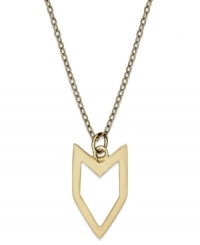 Add a hint of Southwestern appeal. Studio Silver's Chevron pendant features an edgy cut-out arrowhead. Set in 18k gold over sterling silver. Approximate length: 18 inches. Approximate drop: 3/4 inch. Add a hint of Southwestern appeal. Studio Silver's Chevron pendant features an edgy cut-out arrowhead. Set in 18k gold over sterling silver. Approximate length: 18 inches. Approximate drop: 3/4 inch.