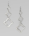 From the Quatrefoil Collection. This modern, sterling silver design features three graduated quatrefoil drops. Sterling silverDrop, about 2½Ear wire backImported 