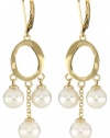 Majorica 7/8mm 3 Pearls Circle Drop Earrings