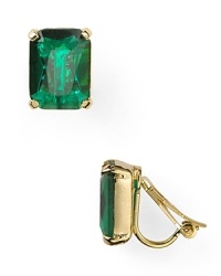 Classically styled clip earrings from Lauren Ralph Lauren are a jewel box staple, accented by a chunky, emerald cut stone.