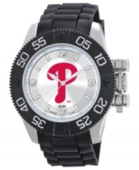 The Phightins! Root for your team 24/7 with this sporty watch from Game Time. Features a Philadelphia Phillies logo at the dial. The Phightins! Root for your team 24/7 with this sporty watch from Game Time. Features a Philadelphia Phillies logo at the dial.