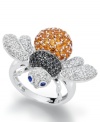 Incorporate a little buzz-worthy style. Meredith Leigh's sweet bee ring shines with the addition of round-cut black spinel (1/4 ct. t.w.), white topaz (5/8 ct. t.w.) and citrine (1 ct. t.w.) with sapphire accents as eyes. Size 7.