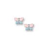 Sterling Silver Children's Pink and Blue Butterfly Earrings