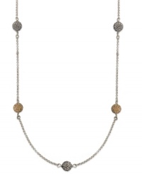Six stations of sparkle adorn Giani Bernini's glam necklace. Crafted in sterling silver, necklace features silver and gold crystal fireballs for versatile shimmer. Approximate length: 18 inches + 2-inch extender. Six stations of sparkle adorn Giani Bernini's glam necklace. Crafted in sterling silver, necklace features silver and gold crystal fireballs for versatile shimmer. Approximate length: 18 inches + 2-inch extender.