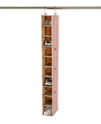 Shoo, clutter! Welcome a world of order into the land of little ones with this hanging shoe rack, a smart and durable solution to make sense out of unmatched shoes and discarded toys. Working with any closet bar, this reinforced shelving system easily adjusts to grow with your child. Shoo, clutter! Welcome a world of order into the land of little ones with this hanging shoe rack, a smart and durable solution to make sense out of unmatched shoes and discarded toys. Working with any closet bar, this reinforced shelving system easily adjusts to grow with your child.