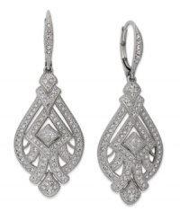 Refined and radiant. Eliot Danori's Grandeur lever-back drop earrings are crafted from rhodium-plated brass, with glass and cubic zirconia (1/4 ct. t.w.) adding luster. Approximate drop: 1-1/4 inches. Refined and radiant. Eliot Danori's Grandeur lever-back drop earrings are crafted from rhodium-plated brass, with glass and cubic zirconia (1/4 ct. t.w.) adding luster. Approximate drop: 1-1/4 inches.