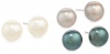 Set of 3 Freshwater Cultured Pearl Studs with Sterling Silver Post and Backs (8-8.5mm)