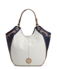 Anchors away! This nautical design from Anne Klein features refined woven detailing at sides, polished goldtone hardware a signature front emblem at front. Anchors away! This nautical design from Anne Klein features refined woven detailing at sides, polished goldtone hardware a signature front emblem at front.