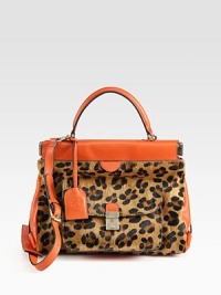 A bold style in animal print calf hair and supple leather, perfectly sized for all your essentials.Top handle, 4 dropDetachable adjustable leather shoulder strap, 16½-18½ dropHinged closureProtective metal feetTwo inner compartmentsOne outside flap pocketOne outside zip pocketOne inside zip pocketTwo inside open pocketsOne mirrorFully lined11½W X 8½H X 5½DImported A bold style in animal print calf hair and supple leather, perfectly sized for all your essentials.Top handle, 4 dropDetachable adjustable leather shoulder strap, 16½-18½ dropHinged closureProtective metal feetTwo inner compartmentsOne outside flap pocketOne outside zip pocketOne inside zip pocketTwo inside open pocketsOne mirrorFully lined11½W X 8½H X 5½DImported