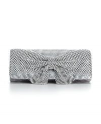 Classic with a hint of edge, this metallic mesh evening clutch by Jessica McClintock will have them talking. An oversized bow decorates front while a concealable strap offers an alternative carrying style. Classic with a hint of edge, this metallic mesh evening clutch by Jessica McClintock will have them talking. An oversized bow decorates front while a concealable strap offers an alternative carrying style.