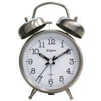 Elgin QA Twin Bell Alarm Clock, Silver Elgin QA Twin Bell Alarm Clock, Silver