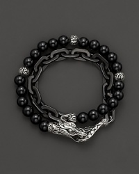 John Hardy Men's Naga Double Wrap Bracelet with Black Onyx John Hardy Men's Naga Double Wrap Bracelet with Black Onyx