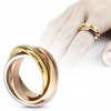 4mm High Polished Stainless Steel Triple Multi Color Band Ring; Comes with Free Gift Box