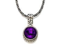Silver and 18kt Yellow Gold Genuine Amethyst Necklace by Effy Collection® Silver and 18kt Yellow Gold Genuine Amethyst Necklace by Effy Collection®