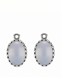 Polished chalcedony stones set in beaded sterling silver make beautiful charms for your PANDORA earrings. These stunning pieces combine effortlessly with french wire and hoop styles. Polished chalcedony stones set in beaded sterling silver make beautiful charms for your PANDORA earrings. These stunning pieces combine effortlessly with french wire and hoop styles.