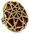 Lucky Brand Boho Baroque Gold-Tone Caged Carnelian Stone Adjustable Ring