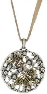 Lucky Brand Two-Tone Floral Openwork Leather Pendant Necklace Lucky Brand Two-Tone Floral Openwork Leather Pendant Necklace
