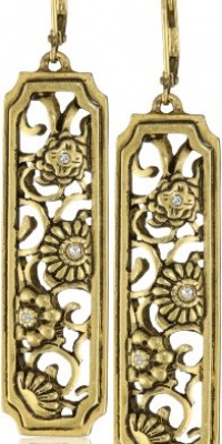 T Tahari Gold Tone with Crystal Rectangle Drop Earrings T Tahari Gold Tone with Crystal Rectangle Drop Earrings