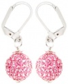 Royal Diamond Crystal CZ Pave Disco Ball Iced Out Earrings (Pink)