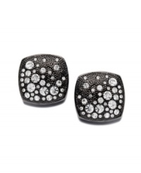 Reminiscent of the night sky, Eliot Danori's Star Struck Stud Earrings will light up your look. Square-shaped earrings feature pretty crystal patterns against an anthracite tone mixed metal setting. Approximate diameter: 9/16 inch.