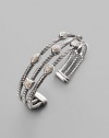 From the Confetti Collection. An open cuff, crafted of three sterling silver cables dotted with pavé diamonds in sparkling geometric shapes. Diamonds, .46 tcw Sterling silver Width, about ½ Made in USA