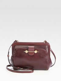 A refined shape of ultra-luxe Saffiano leather, finished with polished hardware. Adjustable shoulder strap, 20½-22¾ dropTop zip closureOne outside open pocketOne inside zip pocketTwo inside open pocketsFully lined10W X 7H X 3DMade in Italy A refined shape of ultra-luxe Saffiano leather, finished with polished hardware. Adjustable shoulder strap, 20½-22¾ dropTop zip closureOne outside open pocketOne inside zip pocketTwo inside open pocketsFully lined10W X 7H X 3DMade in Italy