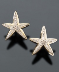 Don some seaside beauty with these diamond-accented starfish earrings in 14k gold. Don some seaside beauty with these diamond-accented starfish earrings in 14k gold.