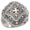 925 Silver Filigree Cross Design Ring with 18k Gold Accents- Sizes 6-8