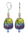 SCER541 Sterling Silver Colorful Blown Glass and Crystal Earrings Made with Swarovski Elements