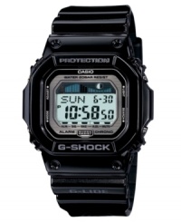 Keep on track with your active life with this multifunctional sport watch by G--Shock. Black resin bracelet and square case. Shock-resistant, digital display dial features backlight with afterglow, tide and moon graph, world time, three alarms, timer and date. Quartz movement. Water resistant to 200 meters. One-year limited warranty. Keep on track with your active life with this multifunctional sport watch by G--Shock. Black resin bracelet and square case. Shock-resistant, digital display dial features backlight with afterglow, tide and moon graph, world time, three alarms, timer and date. Quartz movement. Water resistant to 200 meters. One-year limited warranty.