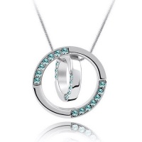 Contessa Bella Fancy Genuine 18k White Gold Plated Sparkling Aqua Blue Swarovski Austrian Crystal Elements Beautiful Double Circle of Life Love Women Charm Pendant Necklace Elegant Silver Color Crystal Fashion Jewelry Contessa Bella Fancy Genuine 18k White Gold Plated Sparkling Aqua Blue Swarovski Austrian Crystal Elements Beautiful Double Circle of Life Love Women Charm Pendant Necklace Elegant Silver Color Crystal Fashion Jewelry