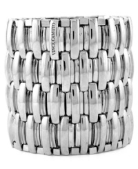 Raise the bar. Four rows of rectangular bar-shaped accents adorn this thick cuff bracelet by Vince Camuto. Set in light rhodium-plated mixed metal. Bracelet stretches to fit wrist. Approximate length: 8 inches. Raise the bar. Four rows of rectangular bar-shaped accents adorn this thick cuff bracelet by Vince Camuto. Set in light rhodium-plated mixed metal. Bracelet stretches to fit wrist. Approximate length: 8 inches.