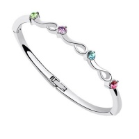 Contessa Bella Fancy Genuine 18k White Gold Plated Multicolor Pastel Multiple Color Swarovski Austrian Crystal Elements Wave Swirl Women Thin Stackable Hinged Bangle Bracelet Elegant Silver Color Crystal Fashion Jewelry Contessa Bella Fancy Genuine 18k White Gold Plated Multicolor Pastel Multiple Color Swarovski Austrian Crystal Elements Wave Swirl Women Thin Stackable Hinged Bangle Bracelet Elegant Silver Color Crystal Fashion Jewelry