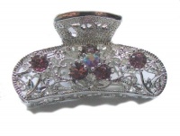 Silvertone Australian Crystal Metal Hair Claw Clip Silvertone Australian Crystal Metal Hair Claw Clip