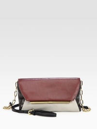Gleaming hardware and a chain shoulder strap add polished style to this compact leather silhouette in rich seasonal hues. Chain and leather adjustable shoulder strap, 22-24 dropMagnetic snap closure on front flapTwo inner compartmentsOne inside zip pocketFully lined9½W X 5½H X 1½DImported Gleaming hardware and a chain shoulder strap add polished style to this compact leather silhouette in rich seasonal hues. Chain and leather adjustable shoulder strap, 22-24 dropMagnetic snap closure on front flapTwo inner compartmentsOne inside zip pocketFully lined9½W X 5½H X 1½DImported