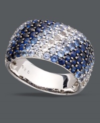 Prismatic polish. Balissima by Effy Collection's Shades of Sapphire Ring features a beautiful gradation of round-cut sapphires (3-1/5 ct. t.w.) ranging in color from white to deep blue. Crafted in sterling silver. Size 7. Prismatic polish. Balissima by Effy Collection's Shades of Sapphire Ring features a beautiful gradation of round-cut sapphires (3-1/5 ct. t.w.) ranging in color from white to deep blue. Crafted in sterling silver. Size 7.