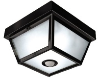 Heath/Zenith SL-4305-WK Motion-Activated 5-Sided Brass Porch Light with Frosted Glass, Black