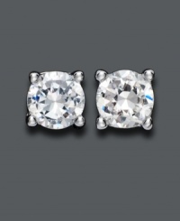 Icy shine that won't break the bank. Earrings by B. Brilliant feature round-cut cubic zirconia studs (7/8 ct. t.w.) set in sterling silver. Icy shine that won't break the bank. Earrings by B. Brilliant feature round-cut cubic zirconia studs (7/8 ct. t.w.) set in sterling silver.