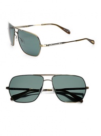A timeless style in lightweight metal with dotted temple accents. Available in gold frames with chrome amber lenses.Metal100% UV ProtectionMade in Italy A timeless style in lightweight metal with dotted temple accents. Available in gold frames with chrome amber lenses.Metal100% UV ProtectionMade in Italy