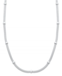 A simple, beaded silhouette creates a sophisticated look. Giani Bernini's sterling silver necklace features a mesh chain and petite beaded stations. Approximate length: 18 inches. A simple, beaded silhouette creates a sophisticated look. Giani Bernini's sterling silver necklace features a mesh chain and petite beaded stations. Approximate length: 18 inches.