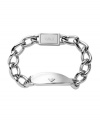 Sleek style for the modern male. Emporio Armani's stainless steel bracelet will add instant polish to your look with an oval link chain and logo accented plate. Approximate length: 7-1/2 inches.