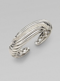 From the Sculpted Cable Collection. A curve of pavé diamonds adorns fluted sterling silver.Diamonds, 1.22 tcw Sterling silver Length, about 2 Imported From the Sculpted Cable Collection. A curve of pavé diamonds adorns fluted sterling silver.Diamonds, 1.22 tcw Sterling silver Length, about 2 Imported