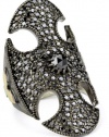 Mizuki Sterling Silver and Black Diamond Oval Cut Out Shield Ring