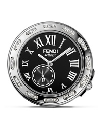 Fendi Round Selleria Stainless Steel Round Watch Head with Diamonds, 37mm Fendi Round Selleria Stainless Steel Round Watch Head with Diamonds, 37mm
