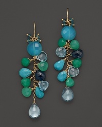 A bright mix of gemstones lend eye-catching style to these drop earrings from Lara Gold for LTC. A bright mix of gemstones lend eye-catching style to these drop earrings from Lara Gold for LTC.