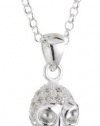 VINANI German 925 Sterling Silver Women Pendant Skull white Zirconia with Cable Link Chain Necklace 20 ATZ-T50